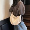 Canvas bag lazy wind large capacity bag women 2025 new simple casual messenger bag dumpling bag