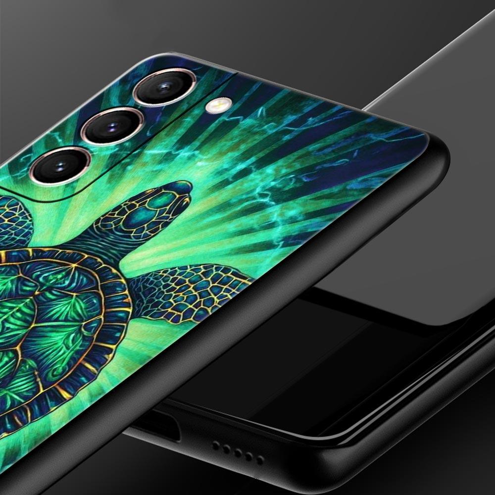 Ocean Animal Cute Dolphin Sea Turtle Phone Case For Samsung Galaxy S26 Ultra S25 Plus S24 FE S23 S22 5G S21 S20 Cover Black Soft