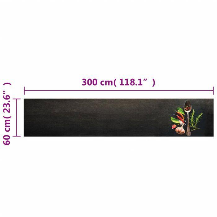 Tapis de cuisine - vidaXL - 60x300 cm - Impression d'épices - Lavable - Antidérapant