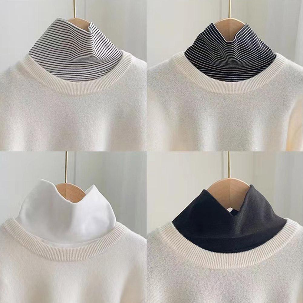 1PCS Fashion Winter Modal High Nack Fake Collar Women Solid Detachable Fashion Color Warm Collar Jersey Turtleneck Elastic Girls