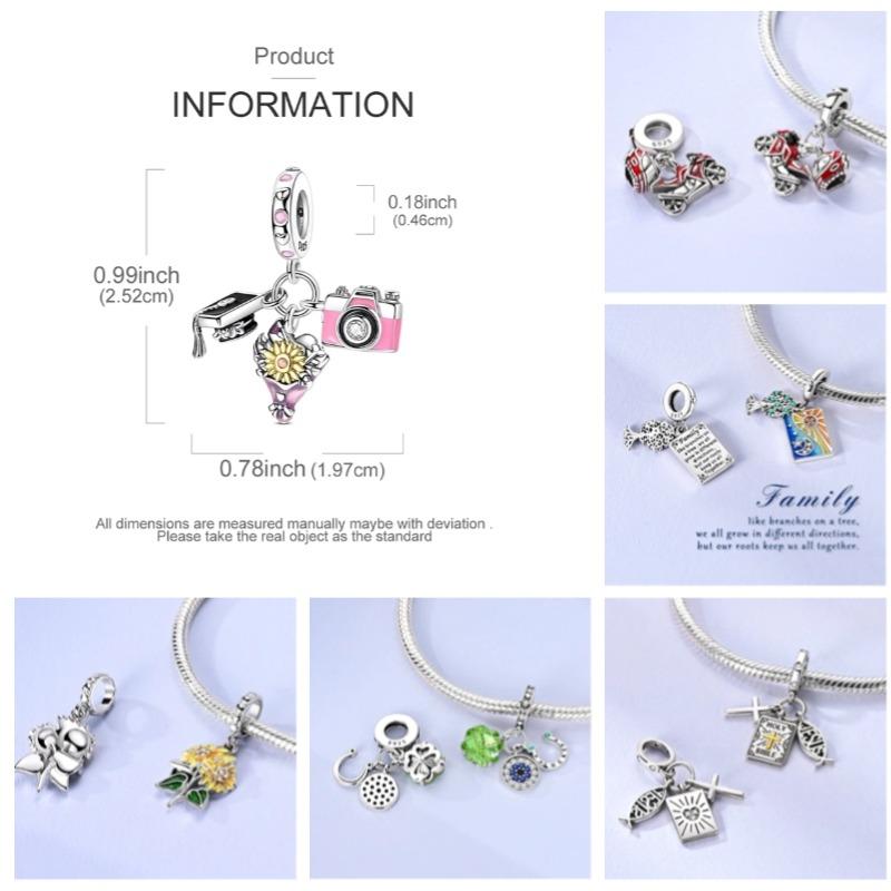 Owl Charms Original Copper Airplane Travel Blue Eyes Charm Sunflower Spacer Diy Fit Bracelet For Women Party Jewelry Gift