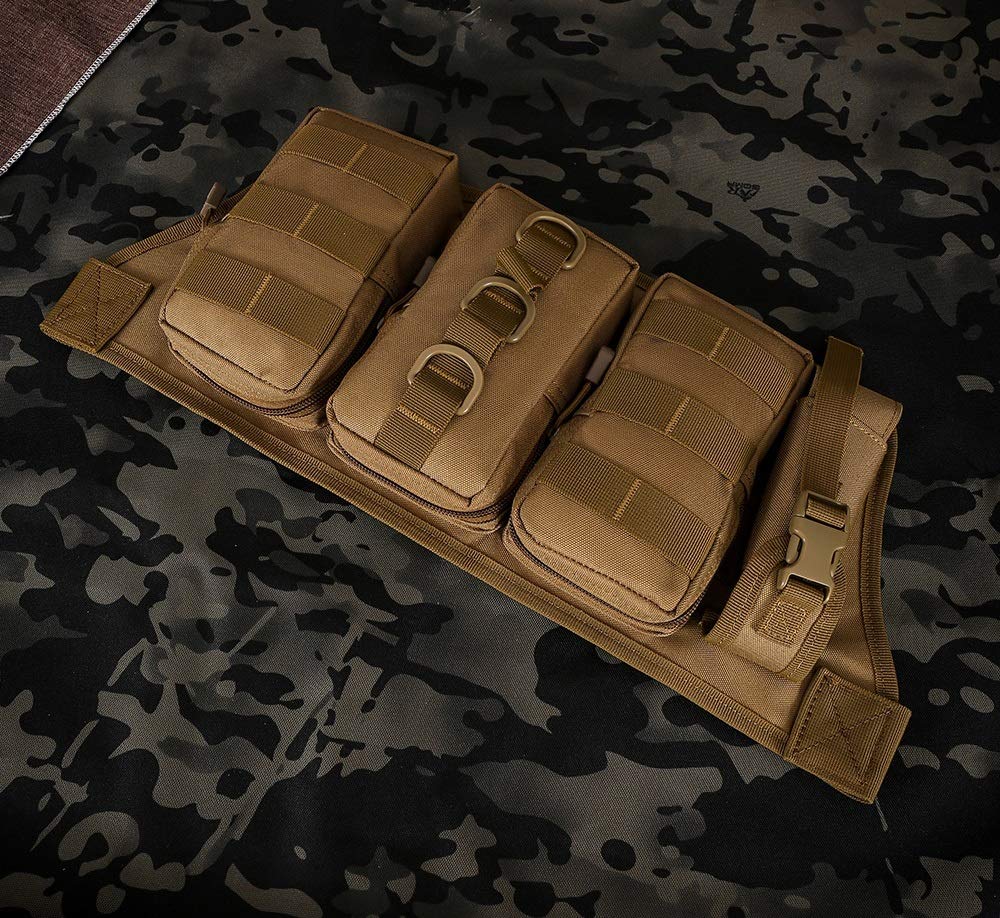 PHOENIX IKKI Small Item Storage Camouflage Utility Outdoor Tactical Military Crossbody Waist Bag Waist Pouch Work Belt Tactical Belt Brown