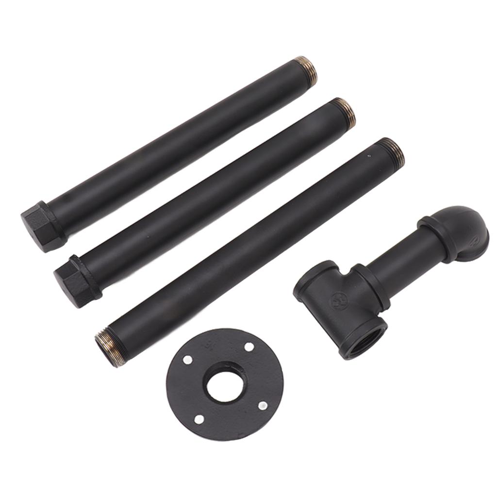 Wall Mount Clothes Rack Floating Iron Pipe Coat Hat Rack Multifunctional Clothing Hanger Black