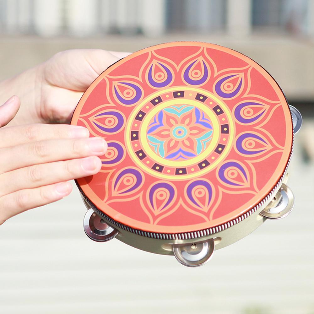 IRIN Pandereta de 8 Pulgadas Campanilla de Mano Tambor de Mano Pandereta de Madera Colorida Para Bailes Conciertos Instrumento de Percusión para Juego de Niños