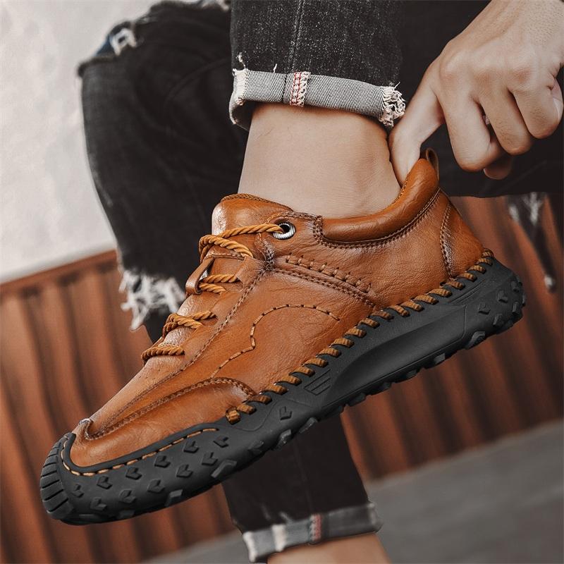 Men's Outdoor Casual Leather Shoes Retro Style Male Sneakers Adult Non-Slip Casual Desert Hiking Footwear Treking Shoes Trainers
