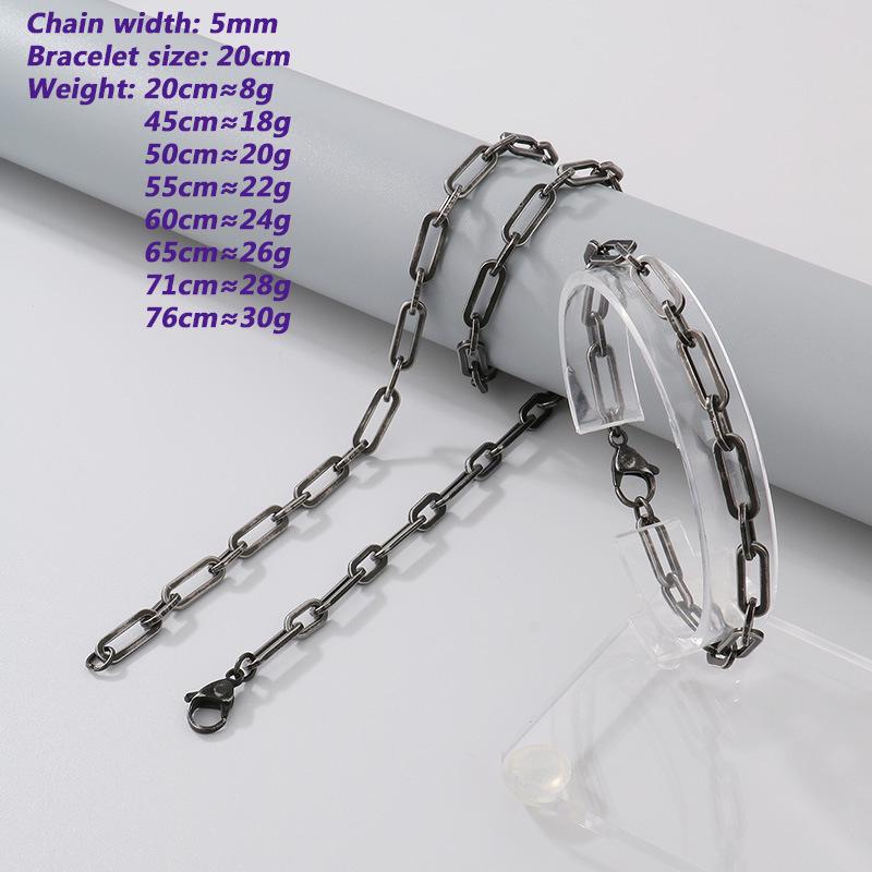 Retro Black Cuban Chain Bracelet Necklace with Multiple Chains Options