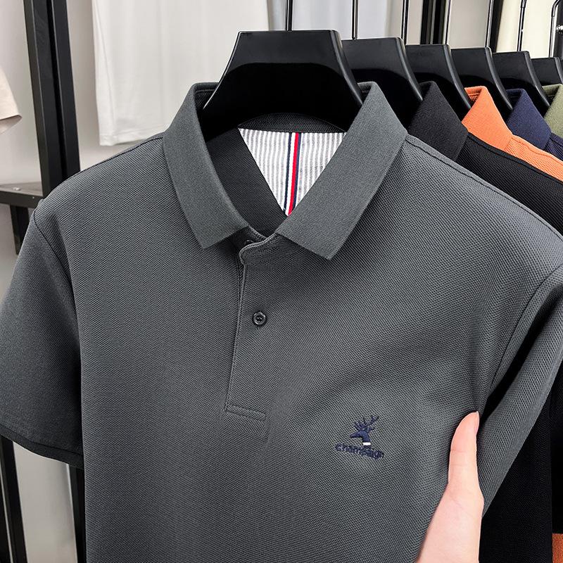 Direct High-End Casual Short-Sleeved Polo Shirt Men'S Lapel Short-Sleeved T-Shirt Loose Half-Sleeved Top