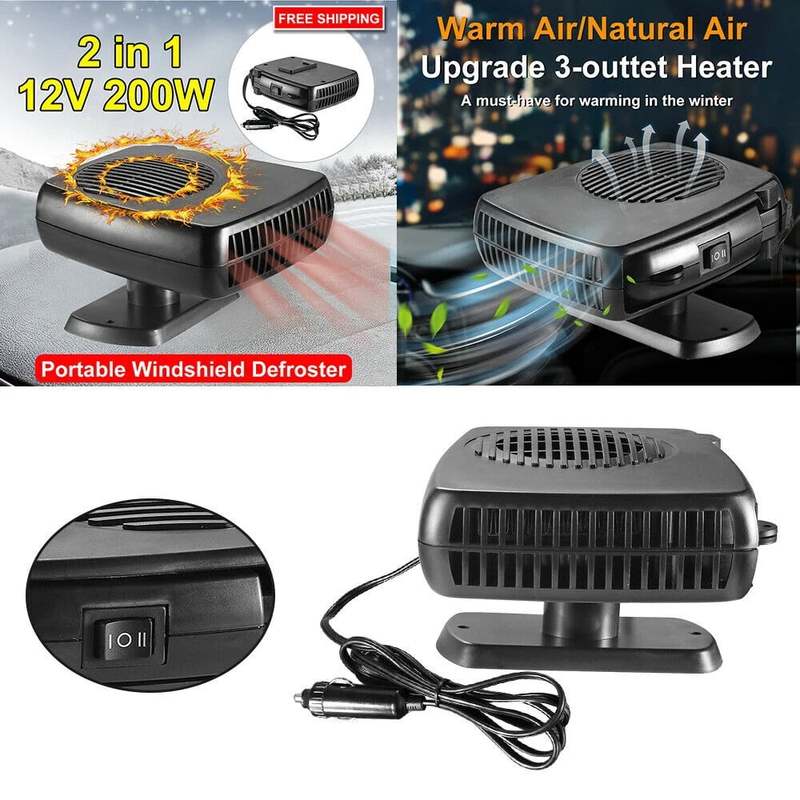 200W 360° Car Heater 12V DC Heating Cooling Fan Windshield Defroster Demister