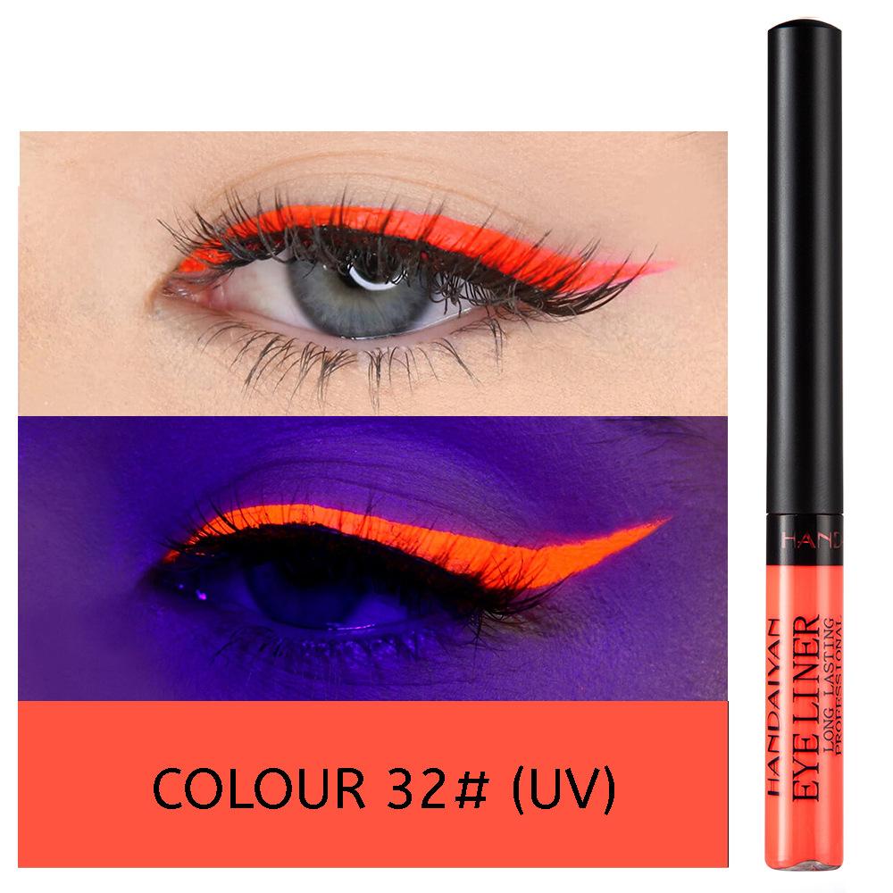 34-color Matte Quick-drying Long-lasting Non-bleeding UV Fluorescent Colored Eyeliner Liquid Pen