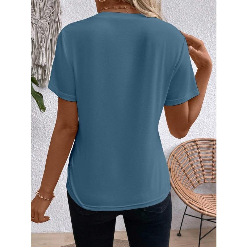 Summer New Solid Color Round Neck Short-sleeved Loose T-shirt Shirt Vest for Women