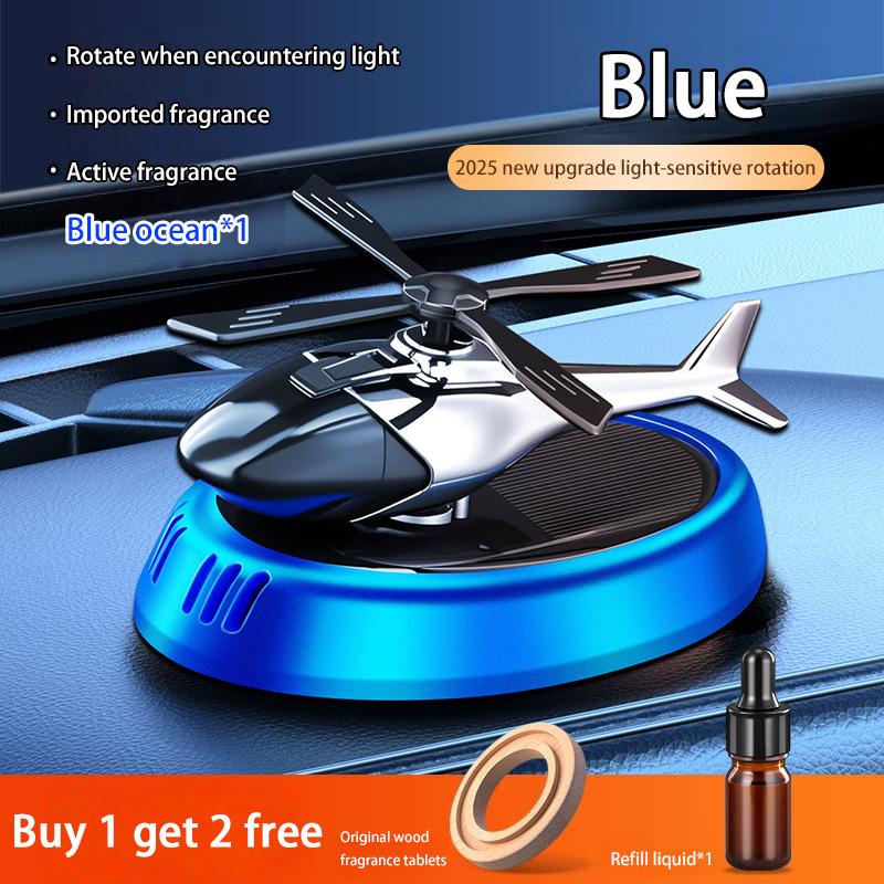 

Solar Powered Rotation Helicopter Solar Aromatherapy Car Air Freshener Alloy+ABS Wooden Fragrance Auto Aroma Diffuser 2025 синий