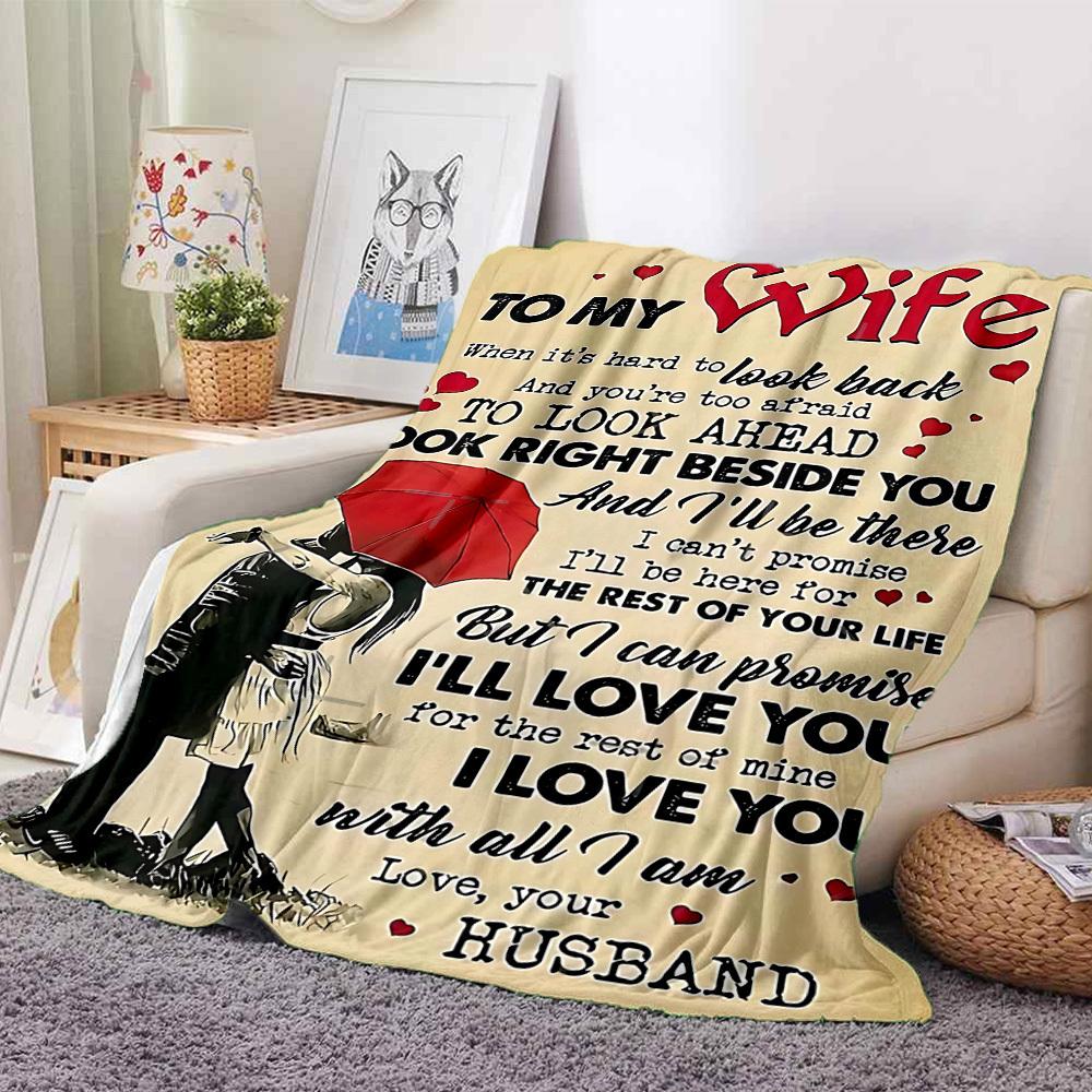 1pc Love Quotes for Wife Blanket - Perfect Gift for Birthdays, Christmas & Halloween- Soft, Warm & Versatile Yy250909132