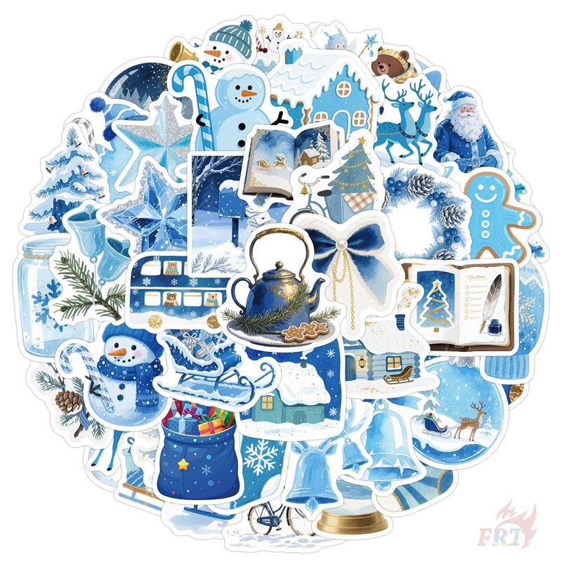 50Pcs/Set Blue Merry Christmas Series 03 Stickers DIY Fashion Waterproof Doodle Decals Stickers