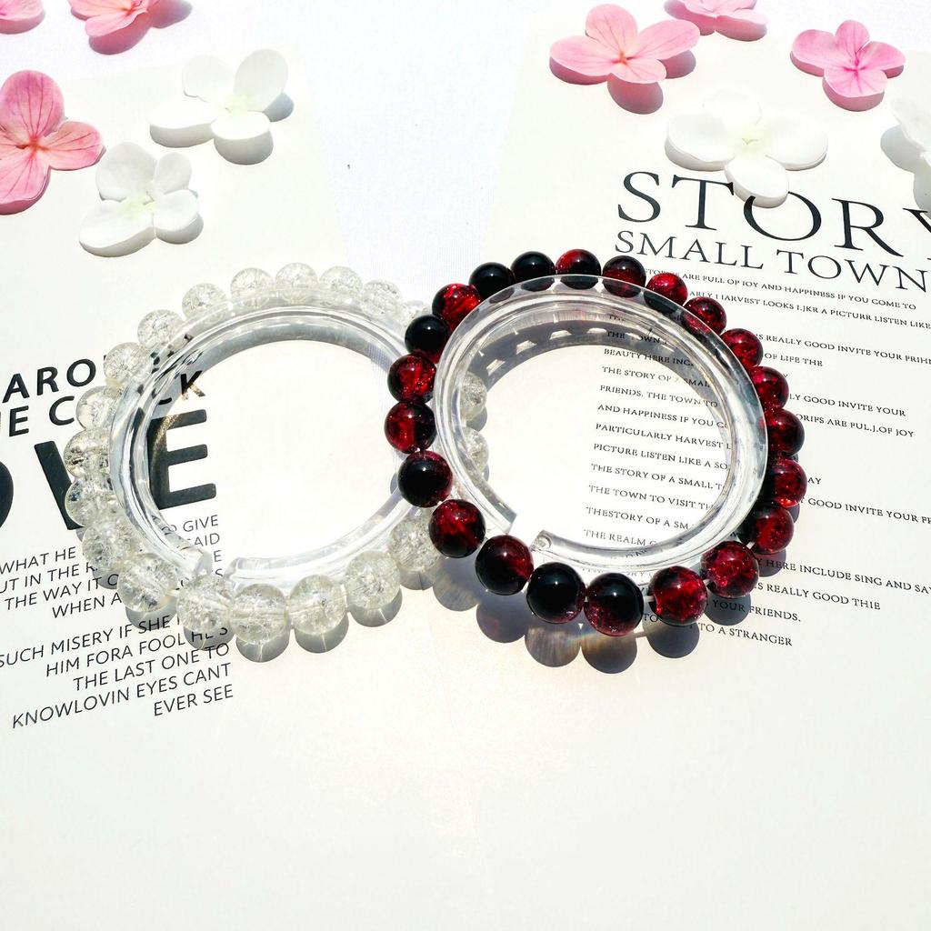 8mm Crackle Glass Beads Two-Color Wrap Bracelet for Students