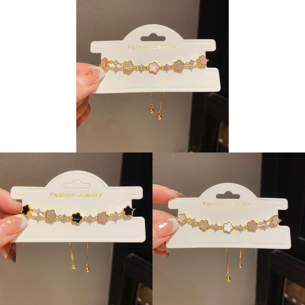 Corrente Elegante com Pingente de Flor de Acetato e Zircônia Para Presente de Mulher