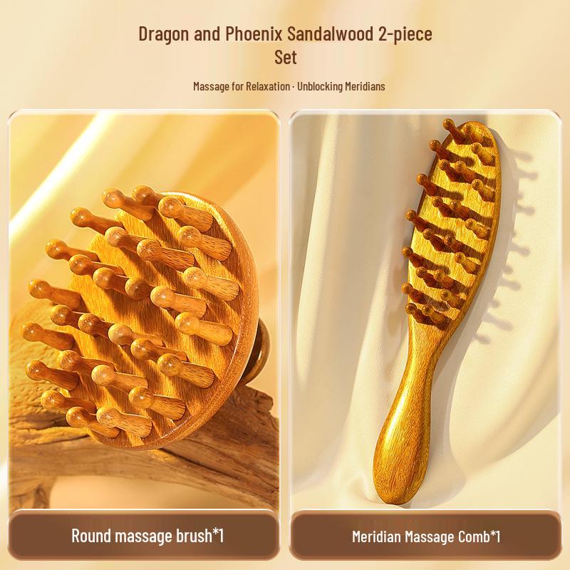 Sandalwood Round Disc Scalp Massage Comb for Hair Nourishing and Follicle Health