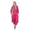 Set da Donna Primavera 2025 Taglie Forti Cotone Lino Set 2 Pezzi: Pantaloni Larghi a Vita Alta & Camicia