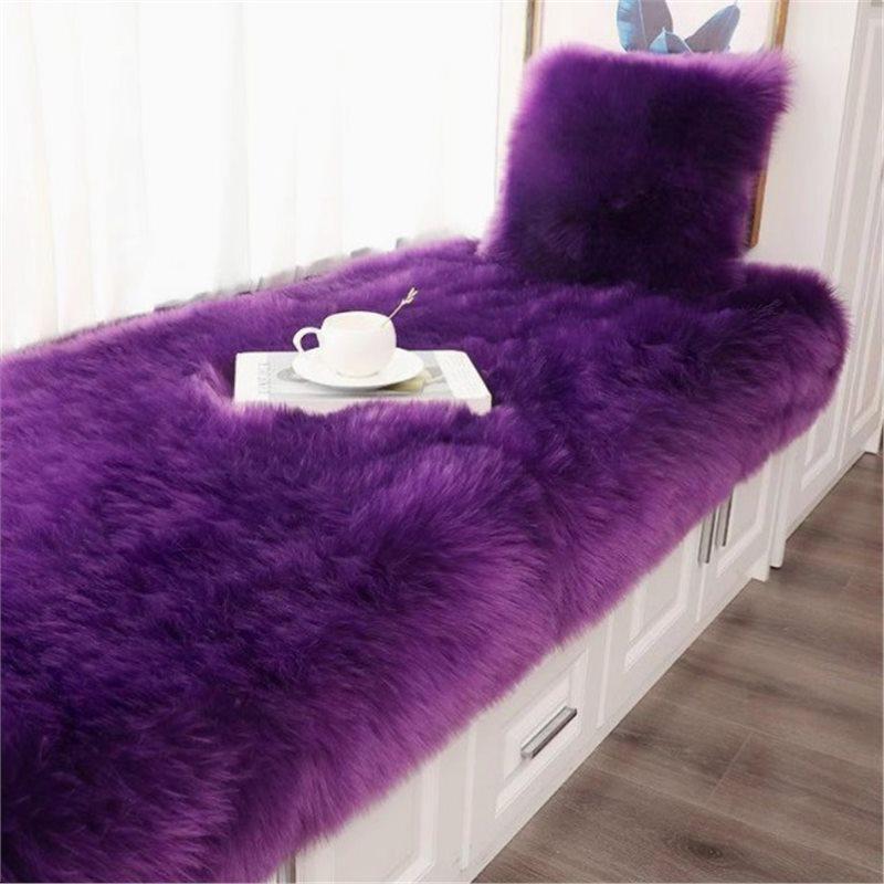 Plush White Faux Wool Rug for Bedroom, Living Room, and Bay Window.