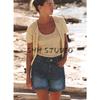 round Neck Short Sleeve Sequin Knitting Outwear 9598192 Sequin round Neck Wide Shoulder Strap Knitting Tops 9598194