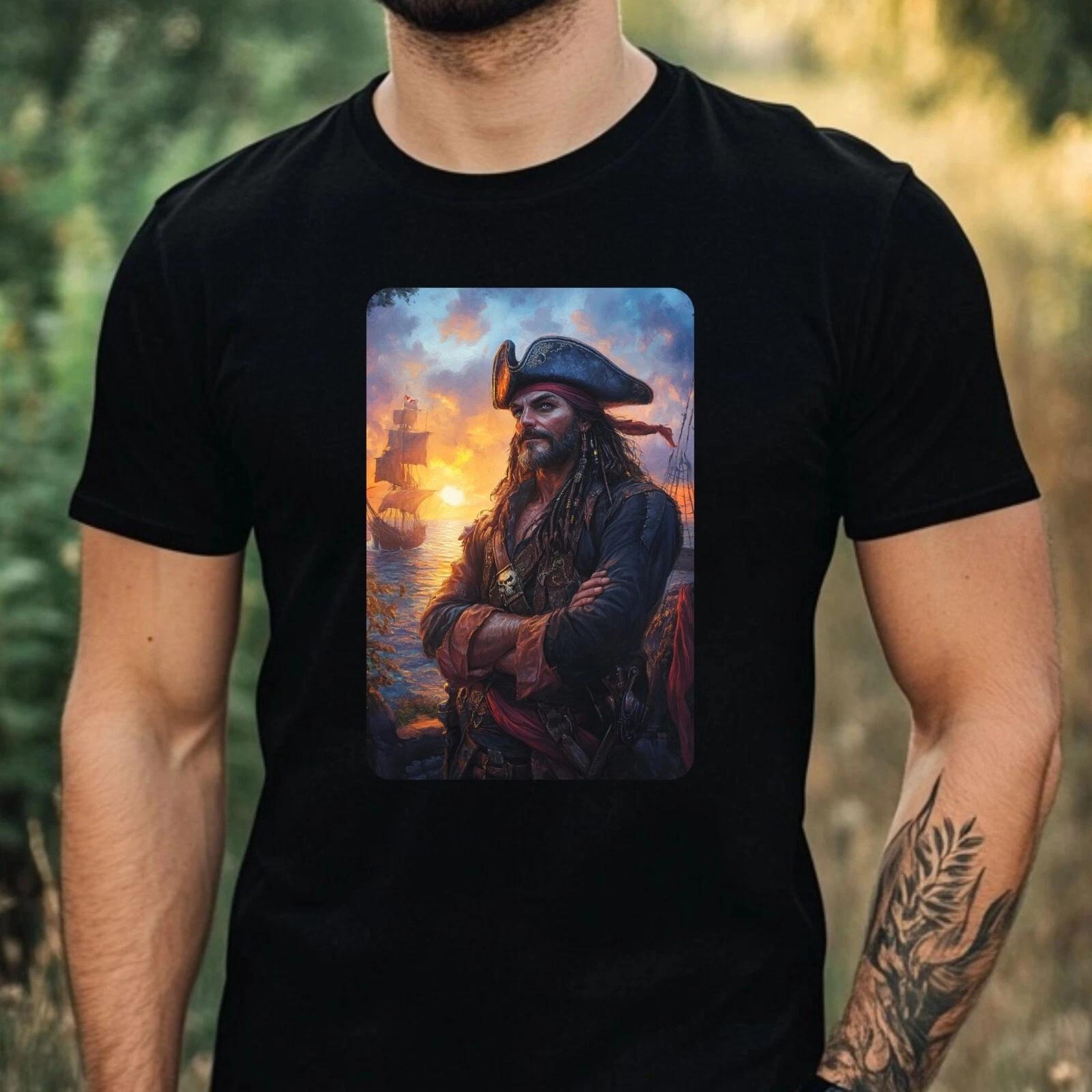 T-Shirt Herren Pirat Portrait Motiv Baumwolle Größe XS bis 5XL S