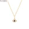 Simple Paper Clip Chain Diamond Necklace Jewelry Women Evil Eye Pendant Necklace  Trendy Gold Chain Collares Bijoux