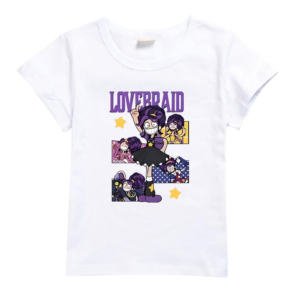 4143 Kids Girls Lily Lovebraids Print Short Sleeves Cotton T-Shirt 100cm белый