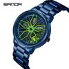 Sanda Men's Creative Wheel Quartz Watch - Trendy Rotating Waterproof Wristwatch