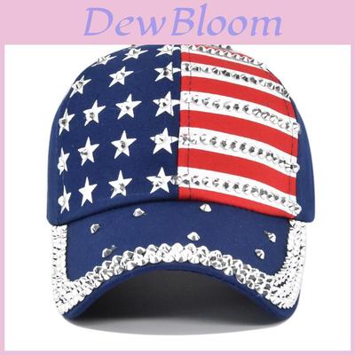New American Flag Baseball Cap Fashionable Rhinestone Sunshade Duck Tongue Cap Wholesale
