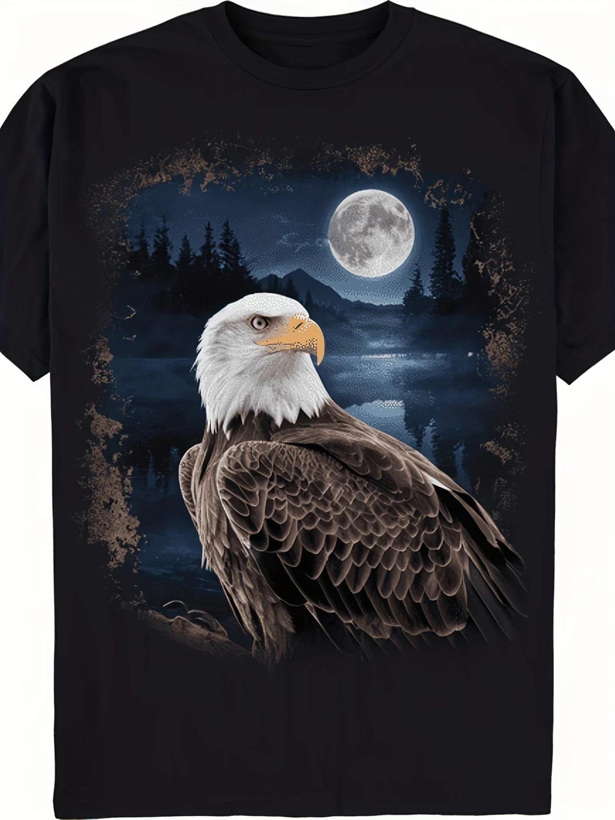 Men S And Women S T-Shirt Featuring a Majestic Bald Eagle in a Forest, Made from XXL