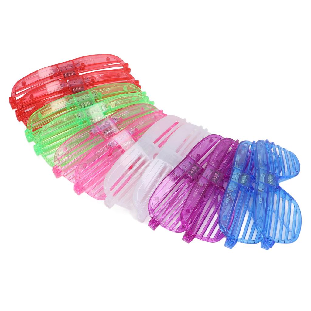 12 STÜCK LED Leuchtbrillen Leuchten im Dunkeln Tragbar Sicher Lamellenbrillen für Erwachsene Kinder Party