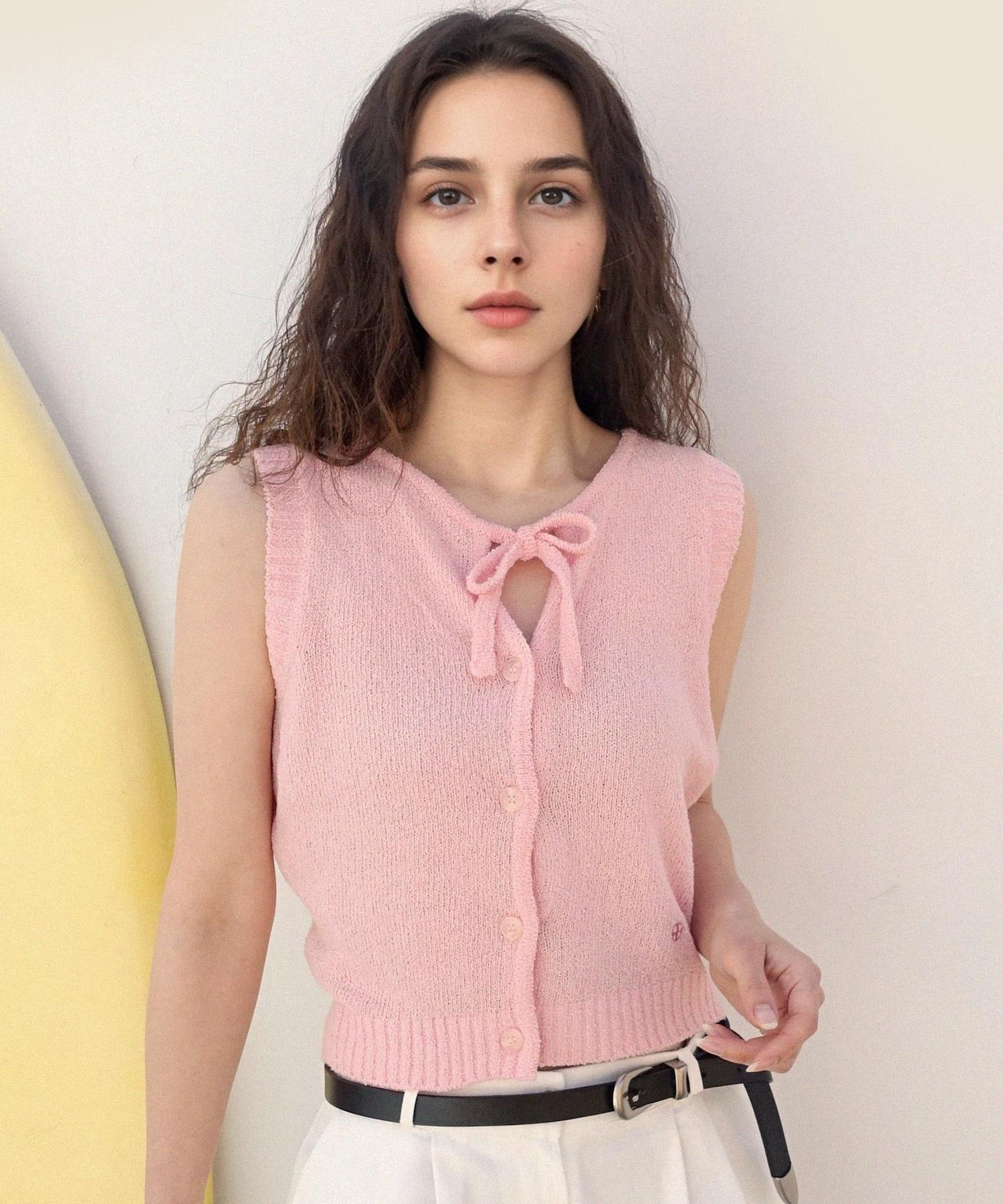 Pmu Amour Romance Two-Way Ribbon Knit Sleeveless - Pink Pink/Free