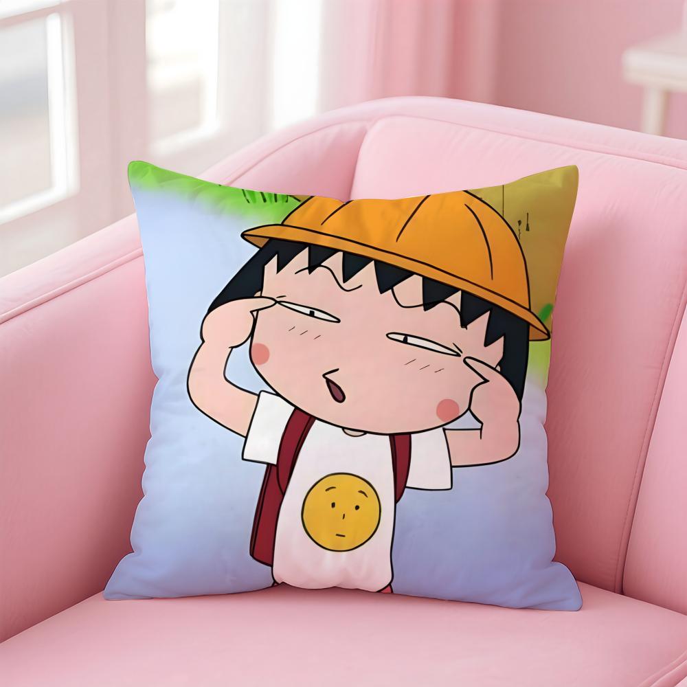 Cute Anime C-Chibi M-Maruko Chan Cushion Cover Comfortable Reversible Pillow Cover Ideal for Car Sofa Bedroom & Beyond