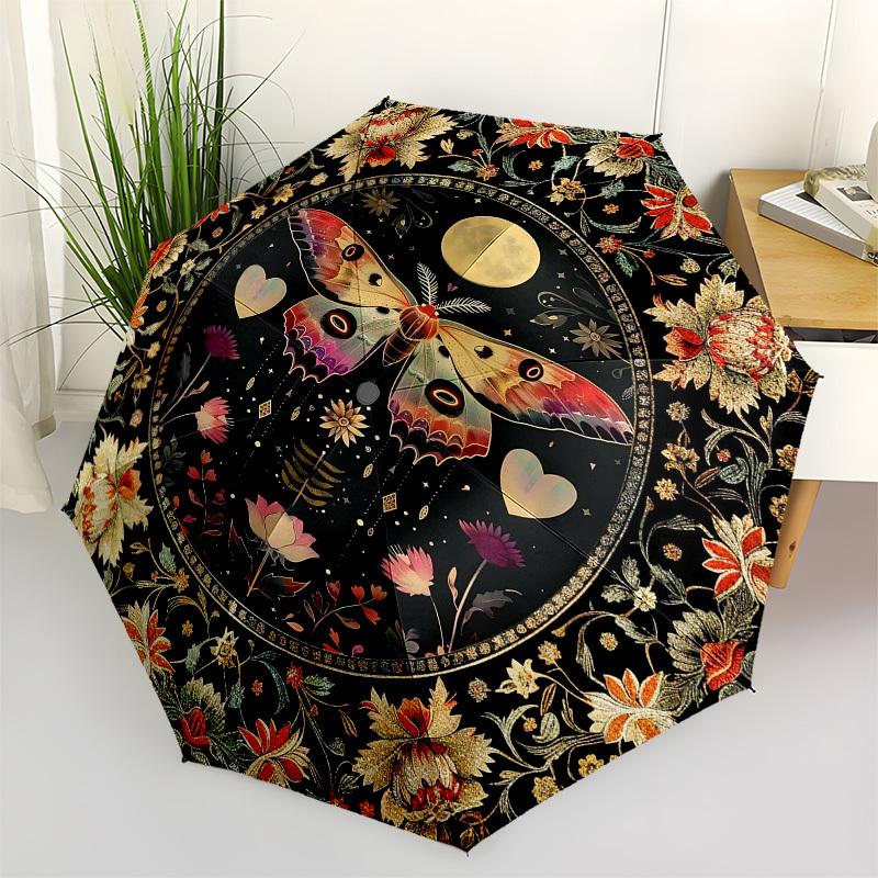 

Butterfly MandalaThemed Automatic Opening and Closing Umbrella 8 Ribs, Suitable for Leisure and Going Out, Outdoor Accessory, Gothic Style