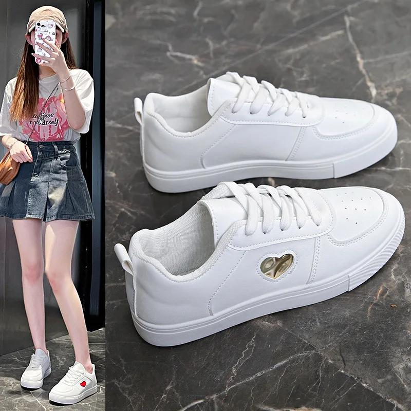 Summer New Style Breathable Pure White Sports Casual Shoes Korean Version Versatile Student Flat Shoes Microfiber Rubber Sole