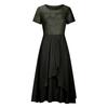 Women Chiffon Lace Patchwork Short Sleeve Maxi Dress Elegant Bridesmaid Evening Gown Flowy A Line Long Skirt for Formal Events