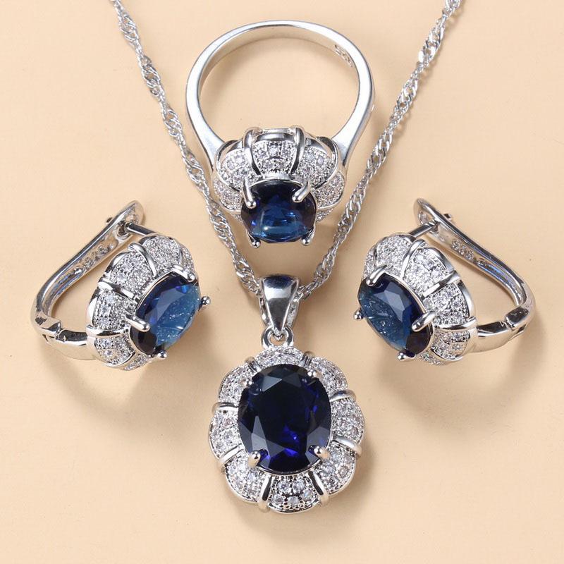 Elegant Women Magic Zirconia Jewelry Luxury Wedding Ring Set Ring Clip Earrings Necklace And Pendant