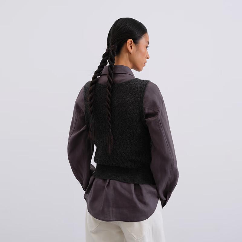 GREEN BELT Women's Merino Wool Blend V-Neck Knit Vest