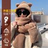 Hat cute winter fox ears scarf thickened integrated scarf plush winter warm ear protection autumn and winter