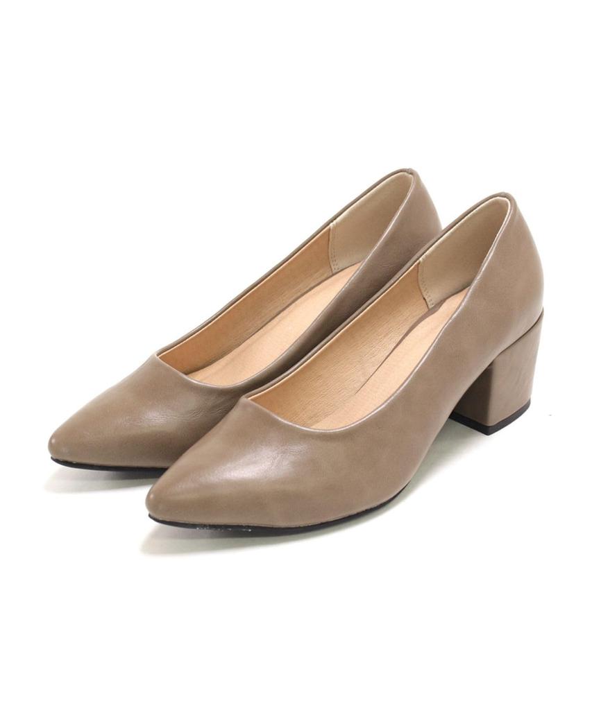 Pointed Toe Chunky Heel Pumps for Women with Size Grayish [Sest] Anti-slip Heels, 24.0cm, Beige, dnp4300a-GYBGPU-240