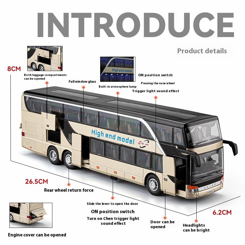 Large Children's Toys Double-decker Bus Simulation Alloy Model Long-distance Bus Business Bus Toy Car Gift Ornament