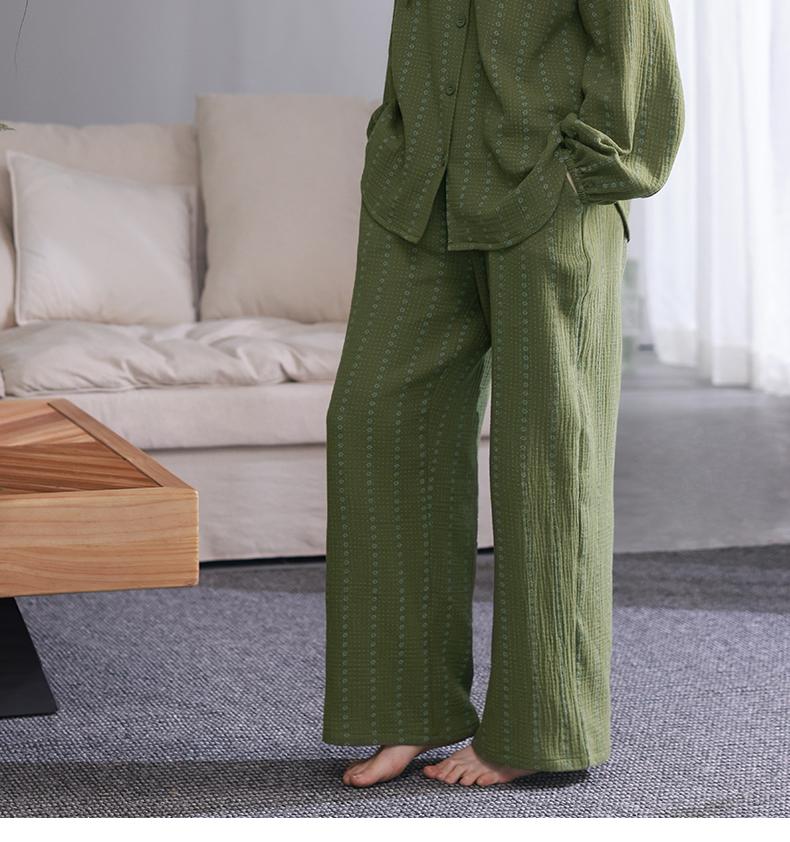 Xuan Liang Pure Cotton Pajama Women's Spring and Autumn Long Sleeve Double Layer Gauze Full Cotton Premium Loose Four Season Home Furnishing Set