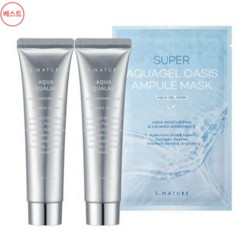 S.NATURE Aqua Squalane Moisturizing Cream 60ml Double Set (+ Aqua Gel Mask 1 Sheet)