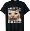 LUjiu Youre Either a Smart Fella or a Fart Smella Funny Cat Meme T-Shirt