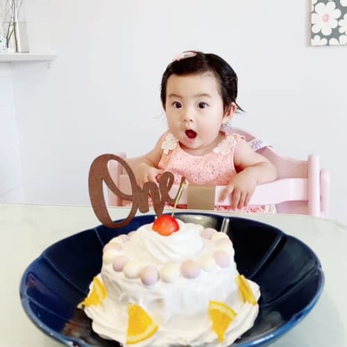 Regalo 1st Birthday Cake Topper, Wooden Cake Decoration Pick, Smash Cake (One, Natural)