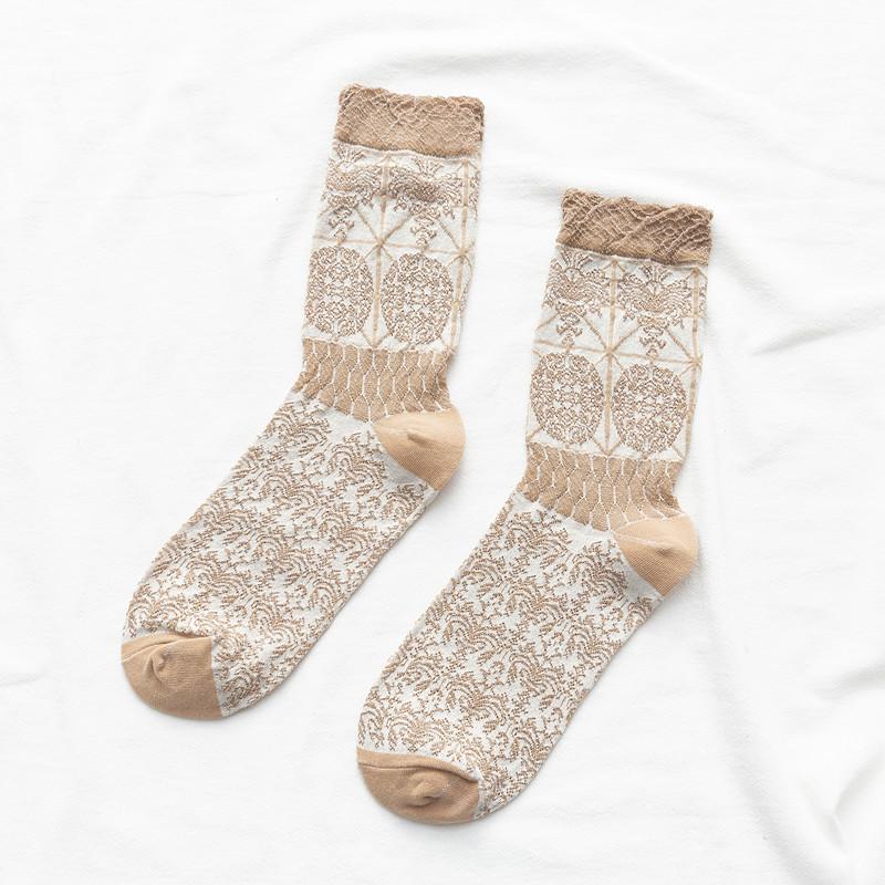 

European Retro Court Style Women S Socks Autumn And Winter Silver Onion Bubble Socks Japanese Cotton Literary Pile Socks One size fits all хаки