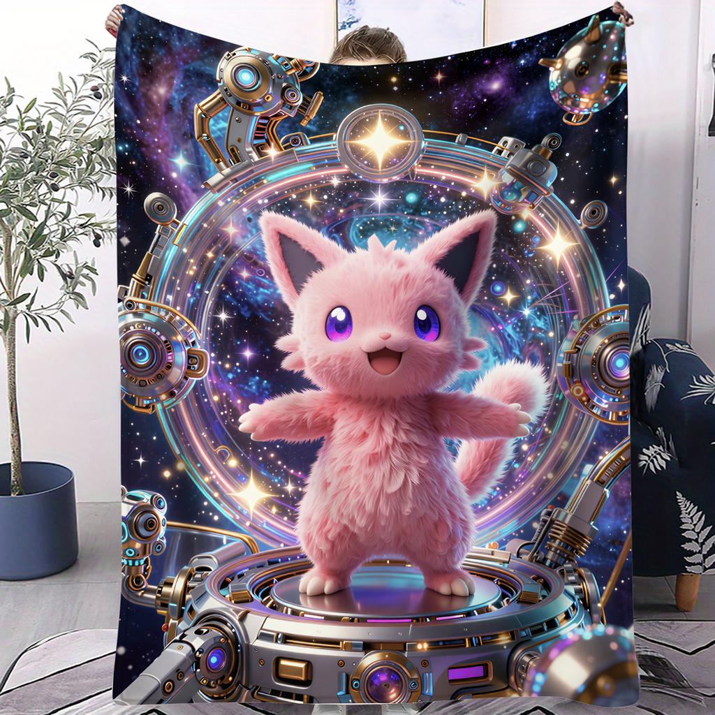 3D Galaxy Pokemon Blanket Warm Cozy Portable Flannel Blanket for Home Camping Travel Gift for Girls Boys