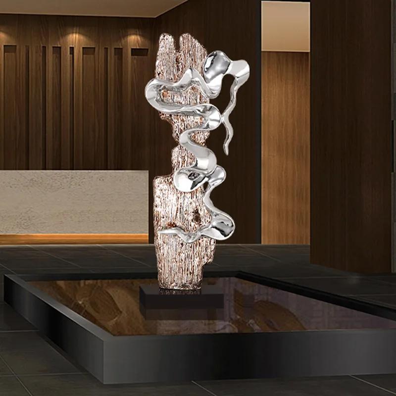 Decoração Moderna Grande Abstrata Galvanizada Escultura de Arte para Hall de Hotel Decoração de Entrada de Chão