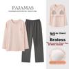 XUEXIMAN Women's Cotton Pajamas with Chest Pads, Sweet And Cute Long-Sleeve Two-Piece Set, Casual Comfortable Loungewear Suitable for Outdoor Wear