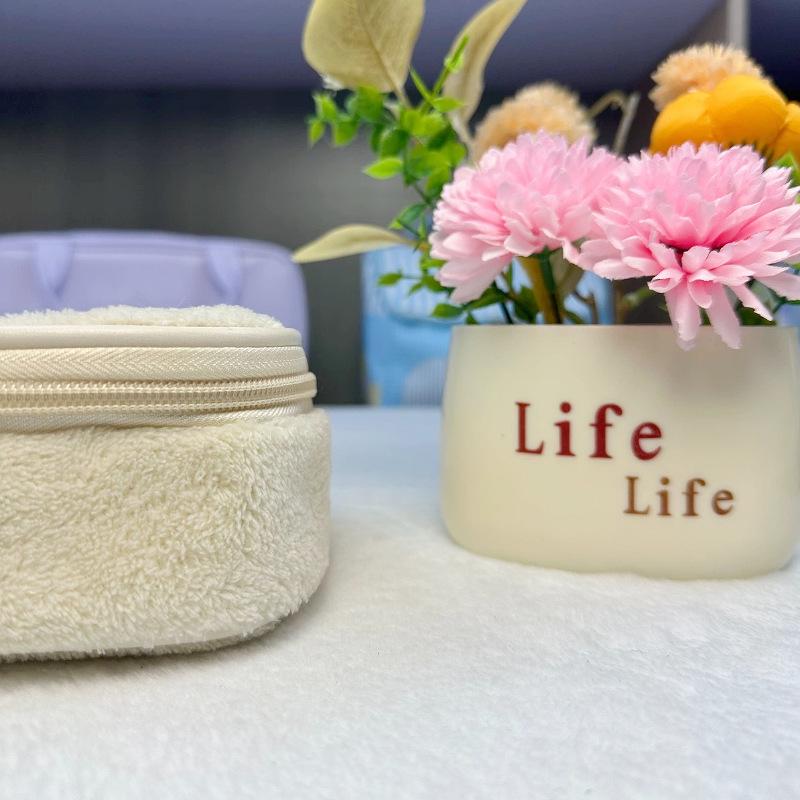 Women's Plush Embroidered Strawberry Cosmetic Bag - High Capacity & Quality