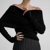 Spring Autumn Women's Sexy Off-shoulder Knitted Sweater Slim Stretch Long-sleeved Pullover Knitted Sweater
